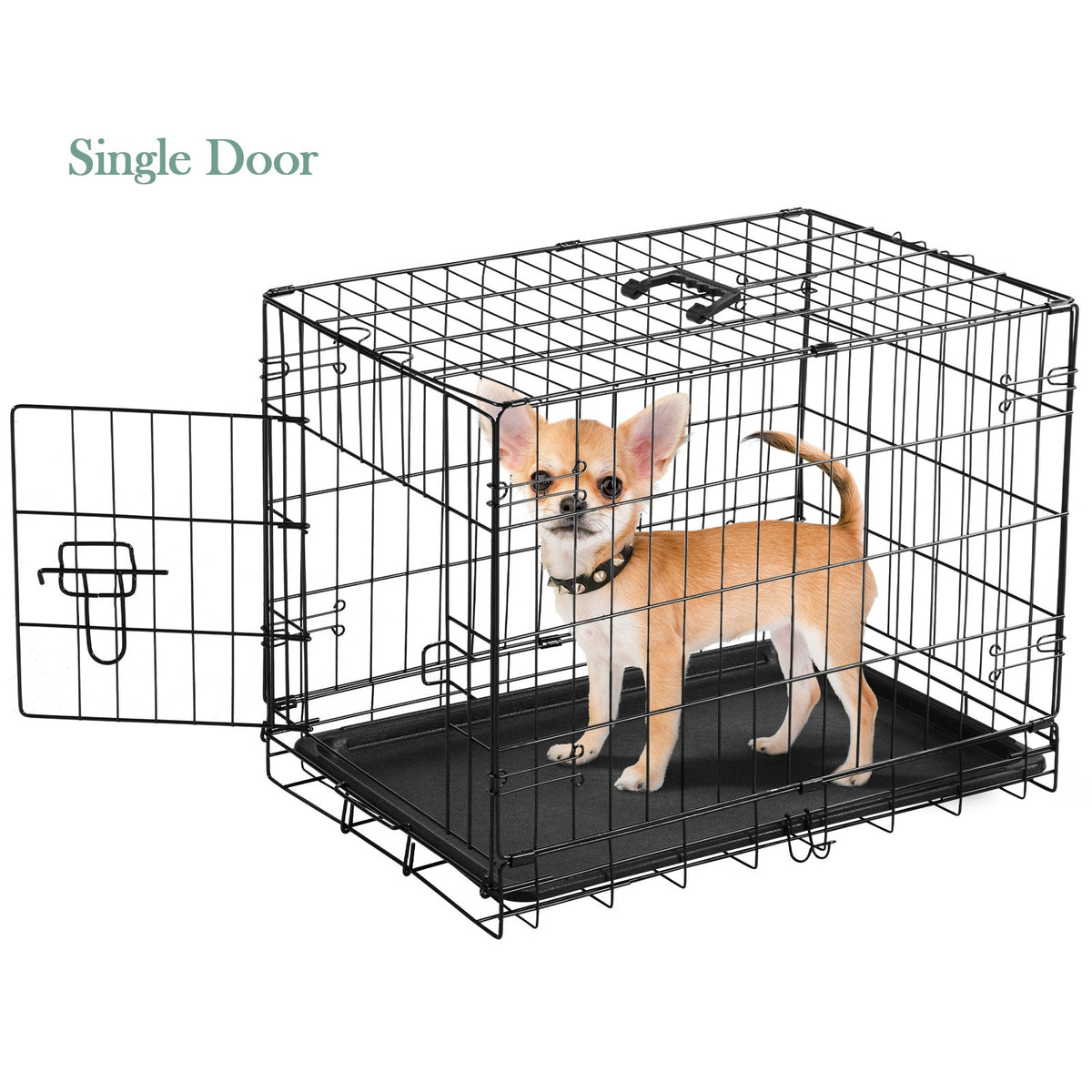 Folding Wire Dog Crate in 24, 30 or 36 Inches with Divider, Removable Tray and Door Options
