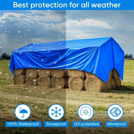 Heavy Duty Tarp Waterproof UV Resistant Tarpaulin – Thickened PE Double-Sided Blue Orange Rainproof Sun Shade Cover with Grommets & Rope for Outdoor Camping Garden Vehicle Boat Protection