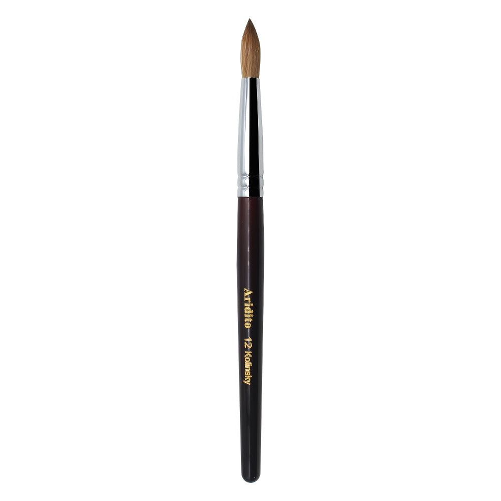 Red-Wine Handle Acrylic Nail Brush in Exact Checkout Sizes #8, #10, #12, #14, #16 or #18 with Pictured Round Tip