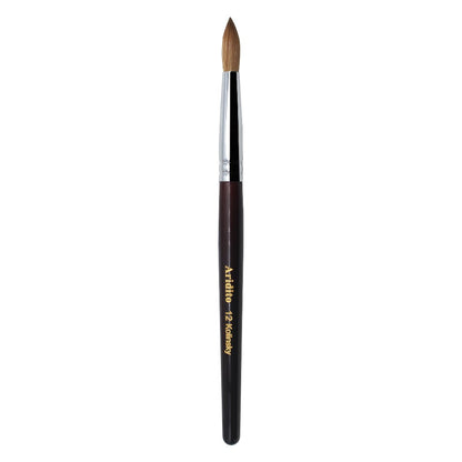 Red-Wine Handle Acrylic Nail Brush in Exact Checkout Sizes #8, #10, #12, #14, #16 or #18 with Pictured Round Tip