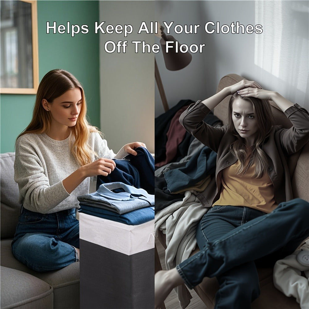 Laundry Hamper Collection in Black or Gray Lidded Styles and One- or Three-Pack Foldable Basket Options
