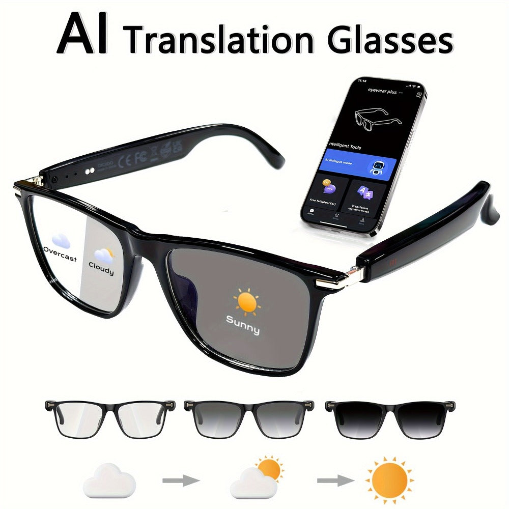 Smart Glasses 160-Language Translation Eyewear with Bluetooth 5.3 Open-Ear Audio and 18 Frame Options