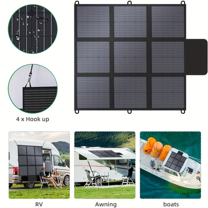 Foldable Solar Panel 120W 200W 300W 400W 22.5% High Efficiency Monocrystalline Portable Outdoor Solar Charger for Camping Boating RV Off-Grid Power Station Hiking Travel