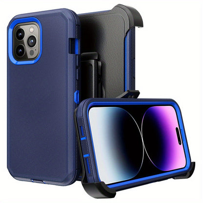Phone Case Dual-Layer TPU and PC Cover with Rotating Belt Clip Holster and Qi Support for iPhone 14 Models