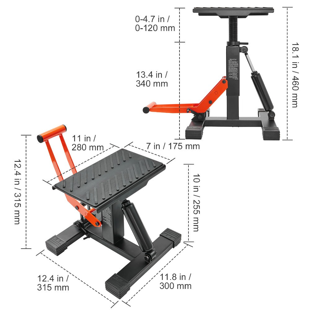 Hydraulic Motorcycle Lift Table 440 LBS Capacity Adjustable Height Repair Stand for Dirt Bike Pit Bike ATV - Smooth Elevation Maintenance Jack