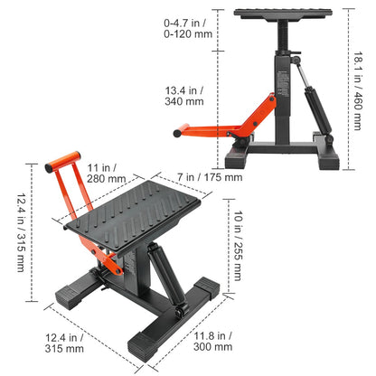 Hydraulic Motorcycle Lift Table 440 LBS Capacity Adjustable Height Repair Stand for Dirt Bike Pit Bike ATV - Smooth Elevation Maintenance Jack