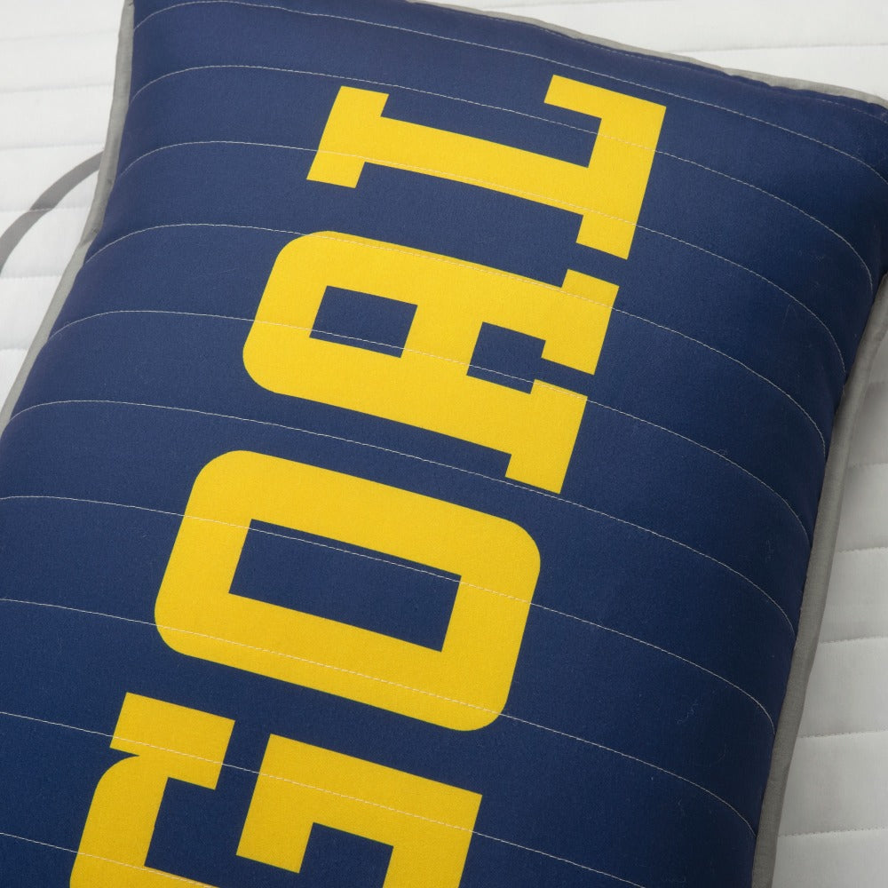 Soccer-Pattern Quilt Bedding Set in White or Navy with Twin and Full/Queen Checkout Size Options