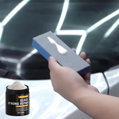 Glass Polishing Powder - Nano Windshield Scratch Repair & Clarity Restoration, Safe for All Glass Types, Car Windshield Detailing, Includes Sponge (85g)