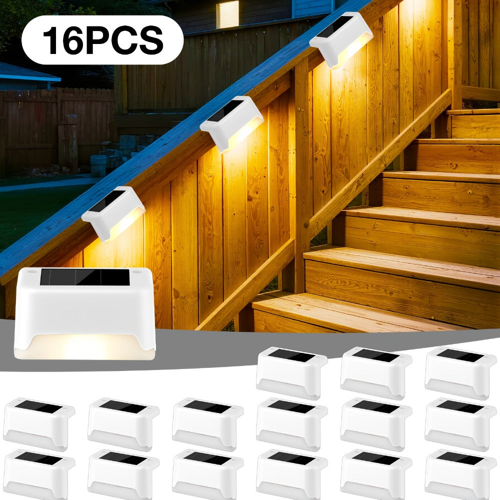 Solar Step Lights IP65 Waterproof – LED Deck Lights for Outdoor Stairs, Fence & Pathway, Auto On/Off Dusk to Dawn, 12-Hour Night Lighting for Garden, Patio, Driveway & Commercial Spaces