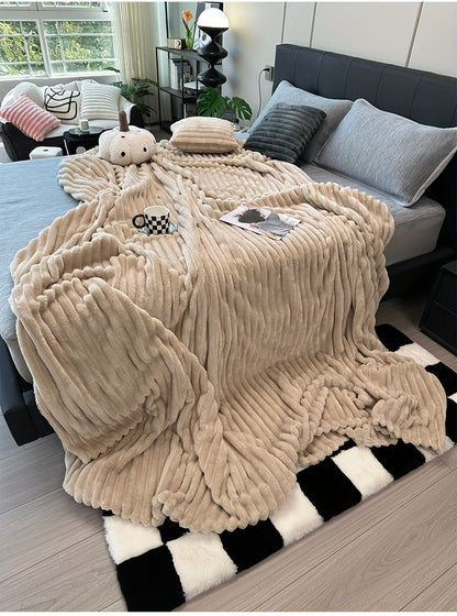 Channel-Textured Throw Blanket in Seven Colors and Four Displayed Size Options from 50 x 60 to 108 x 90 Inches