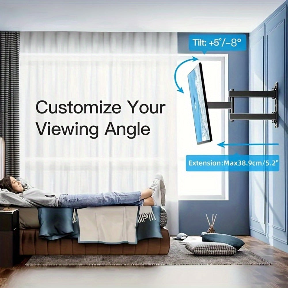 Slim Low Profile TV Wall Mount 26-57 Inch 66 lbs – Full Motion Articulating Dual Arms Swivel Tilt Extend, VESA Compatible, Easy Installation, Black Bracket for Small Mid-Size Flat Screen TVs