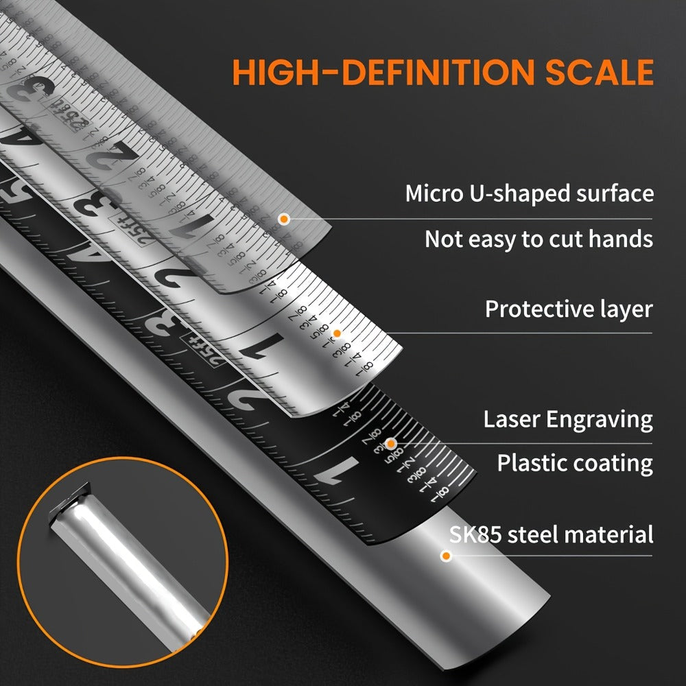 Tape Measure 25ft Auto Lock Stainless Steel Magnetic Bottom Hollow Design Anti-Fall Wear Resistant Waterproof Clear Scale Titanium Measuring Tape for Construction Woodworking Home DIY Projects