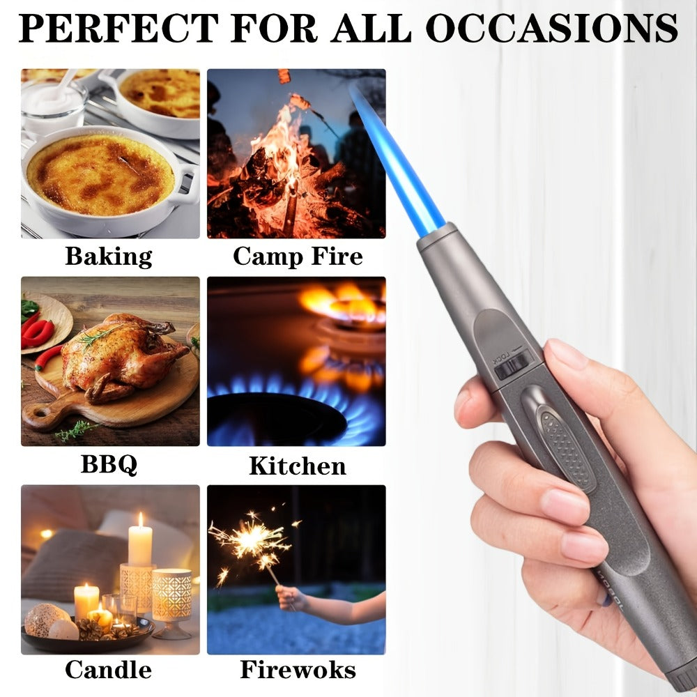 JOBON Pen-Style Torch Lighter with Angled Nozzle, Slim Metal Body and Included Gift Box Presentation
