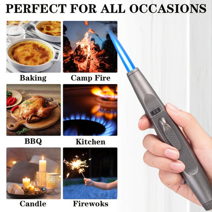 JOBON Pen-Style Torch Lighter with Angled Nozzle, Slim Metal Body and Included Gift Box Presentation