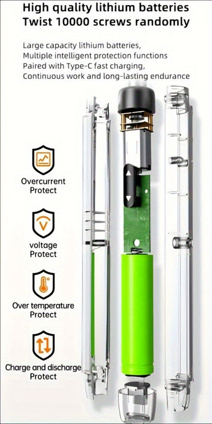USB-Rechargeable Precision Electric Screwdriver Kit with 38 Magnetic Bits in Five Handle Colors