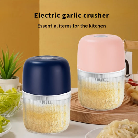 Electric Garlic Chopper USB Rechargeable Mini Food Chopper with 800mAh Battery - Portable Vegetable Garlic Grinder Onion Blender for Garlic Ginger Chili Fruits Meats - Kitchen Gadget Gift