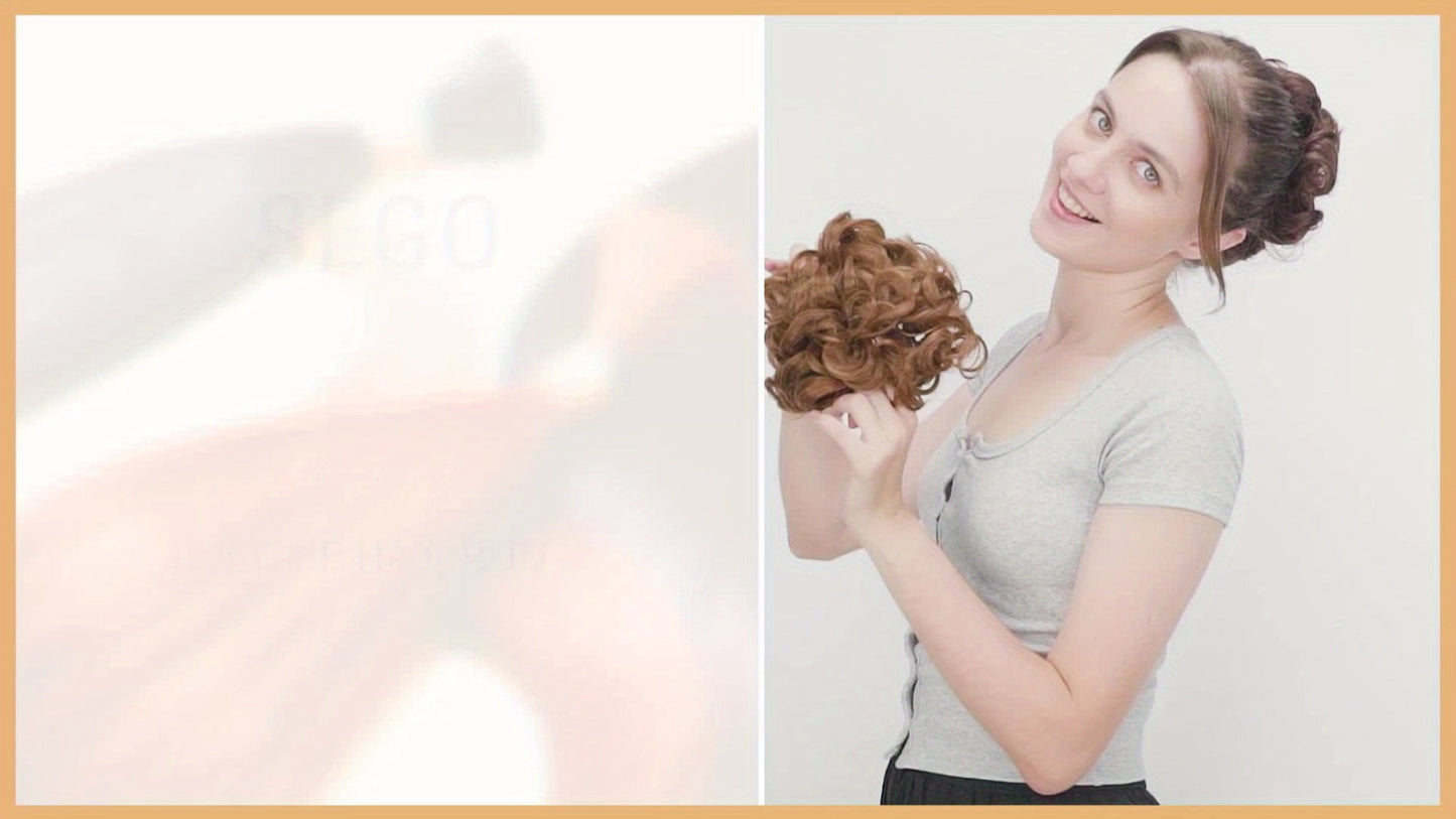Six-Inch Curly Clip-In Hair Bun Extension with Comb and Scrunchie in Four Blended Color Options