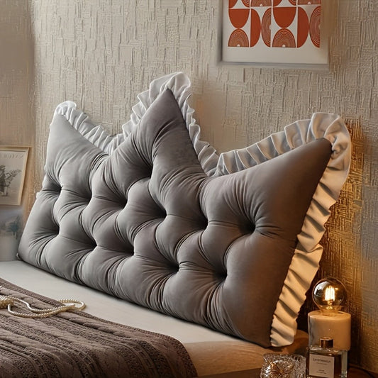 Tufted Backrest Cushion Large Vintage Ruffle Trim Sofa Bed Pillow Filled Lumbar Support Cushion Hand Washable Home Decor Pearl Gray Mica Gray Pearl White Emerald Green