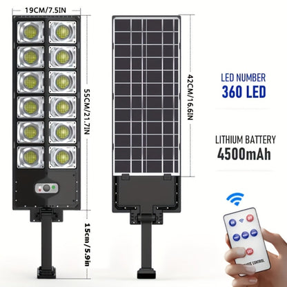 Solar Street Light, Outdoor, High Brightness Wide Angle Dusk to Dawn Solar Powered Remote Control for Parking Lot
