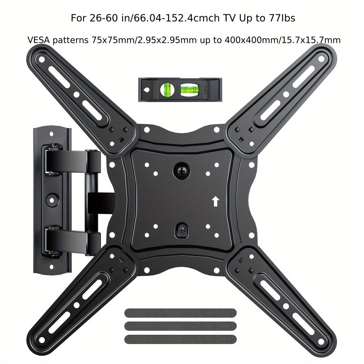 Full Motion TV Wall Mount 37-75 Inch, Dual Arm Swivel Tilt, VESA 600x400mm, Extends 15.4 Inch, Fits LED LCD OLED Flat Curved Screens