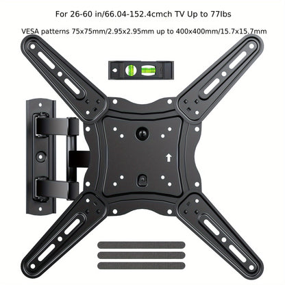 Full Motion TV Wall Mount 37-75 Inch, Dual Arm Swivel Tilt, VESA 600x400mm, Extends 15.4 Inch, Fits LED LCD OLED Flat Curved Screens