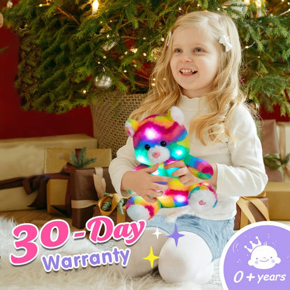 Plush Toy – Rainbow Cat with Glowing Color Points and Music for Bright Interactive Display