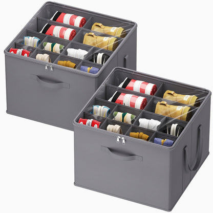Shoe Storage Organizer with Clear Cover – Foldable Shoe Box for Closet, Fits 12-16 Pairs, Reinforced Handles, Dust-Proof Non-Woven Fabric, Space-Saving Stackable Design for Boots Heels Sneakers, 1/2/3 Pack