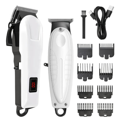 Hair Clippers & Trimmers White Grooming Set with LCD Screens, USB-C Charging and One, Two or Three Pieces