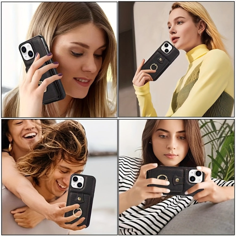 Phone Case RFID-Blocking Wallet with 2–3 Card Holder, Fold-Out Kickstand and Magnetic Charging for Select iPhones
