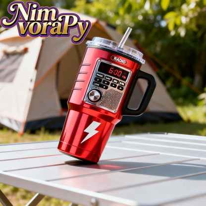 40 oz Insulated Stainless Steel Travel Mug with Retro Console Pattern, Lid and Drinking Straw