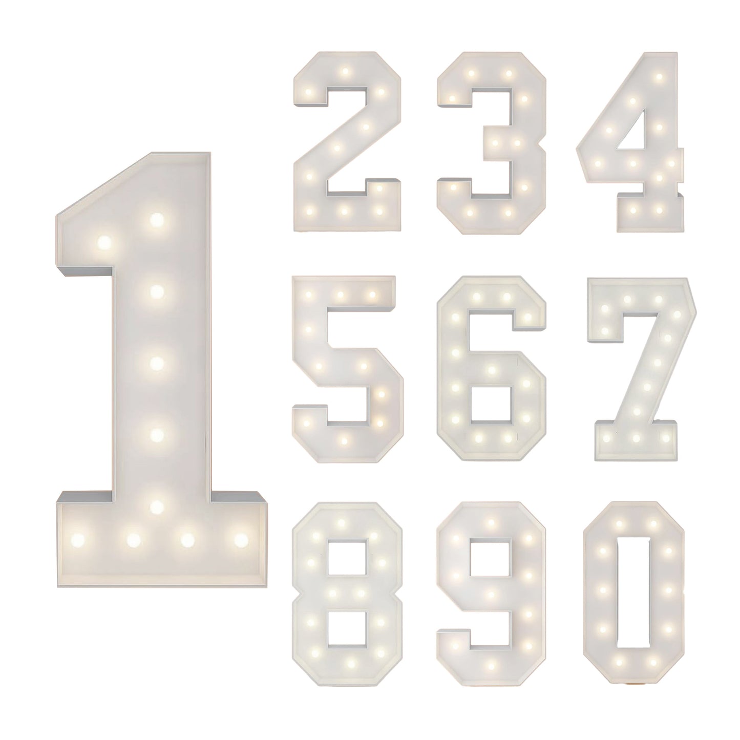 LED Marquee Number Balloon Frame in Selectable 3FT or 4FT Heights with Pre-Cut Mosaic-Style Panels