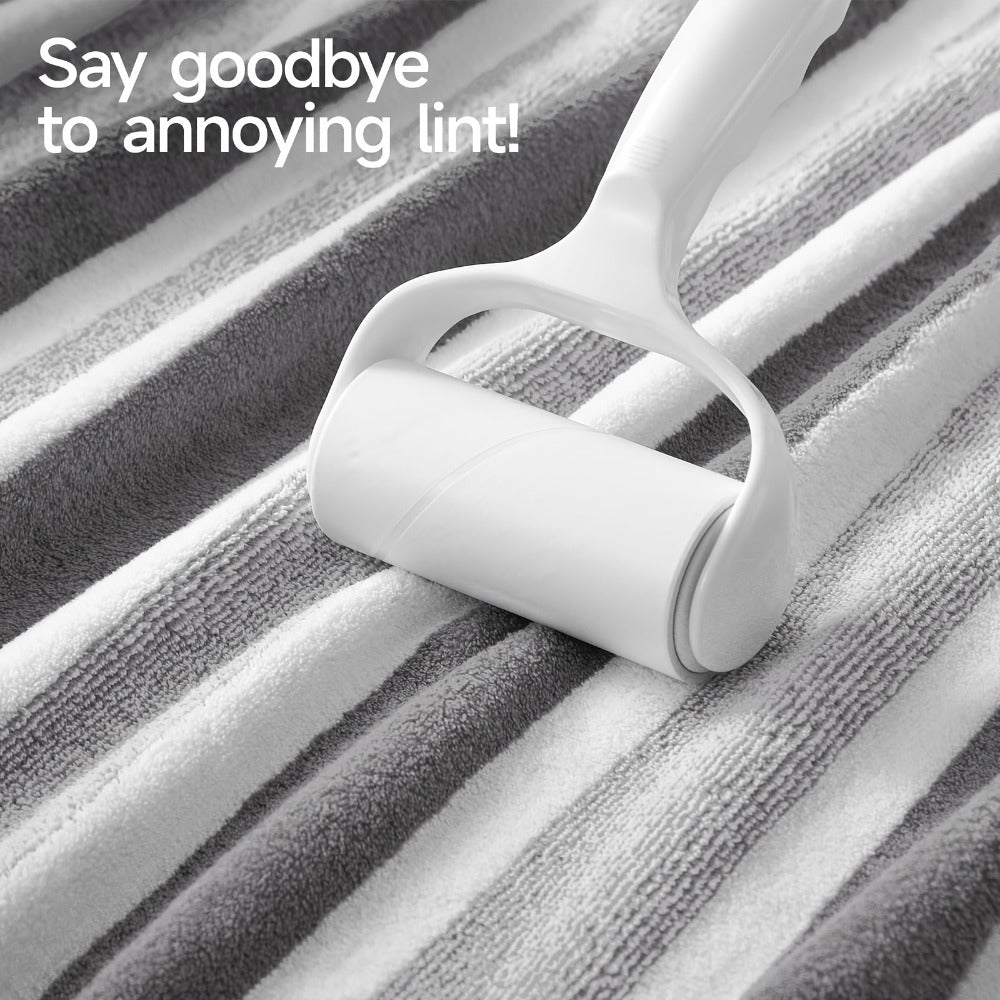 Bath Towels Set 1 or 4 Pack 346GSM Polyester Striped Towels 70 x 140cm in Four Colors for Home and Guest Use