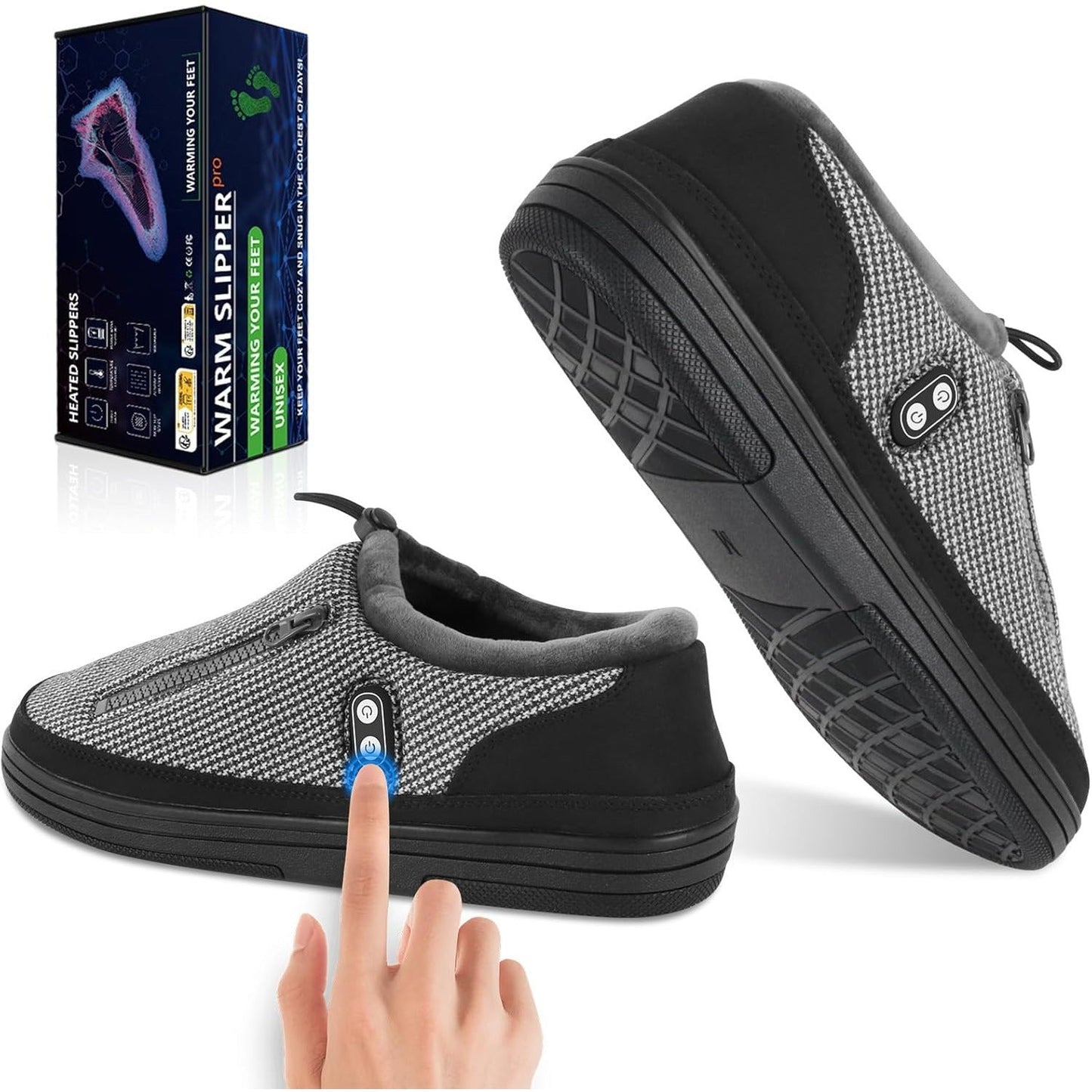 Rechargeable Heated Slippers with 5000 mAh Battery, Three Heat Settings and M or L Size Options