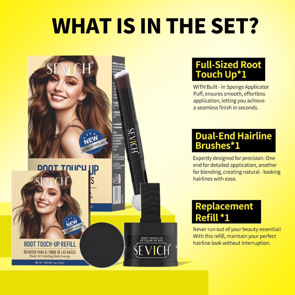 4 g plus 4 g Hair Root Touch-Up Powder Kit with Refill, Brush and Eight Checkout Options for Daily Use