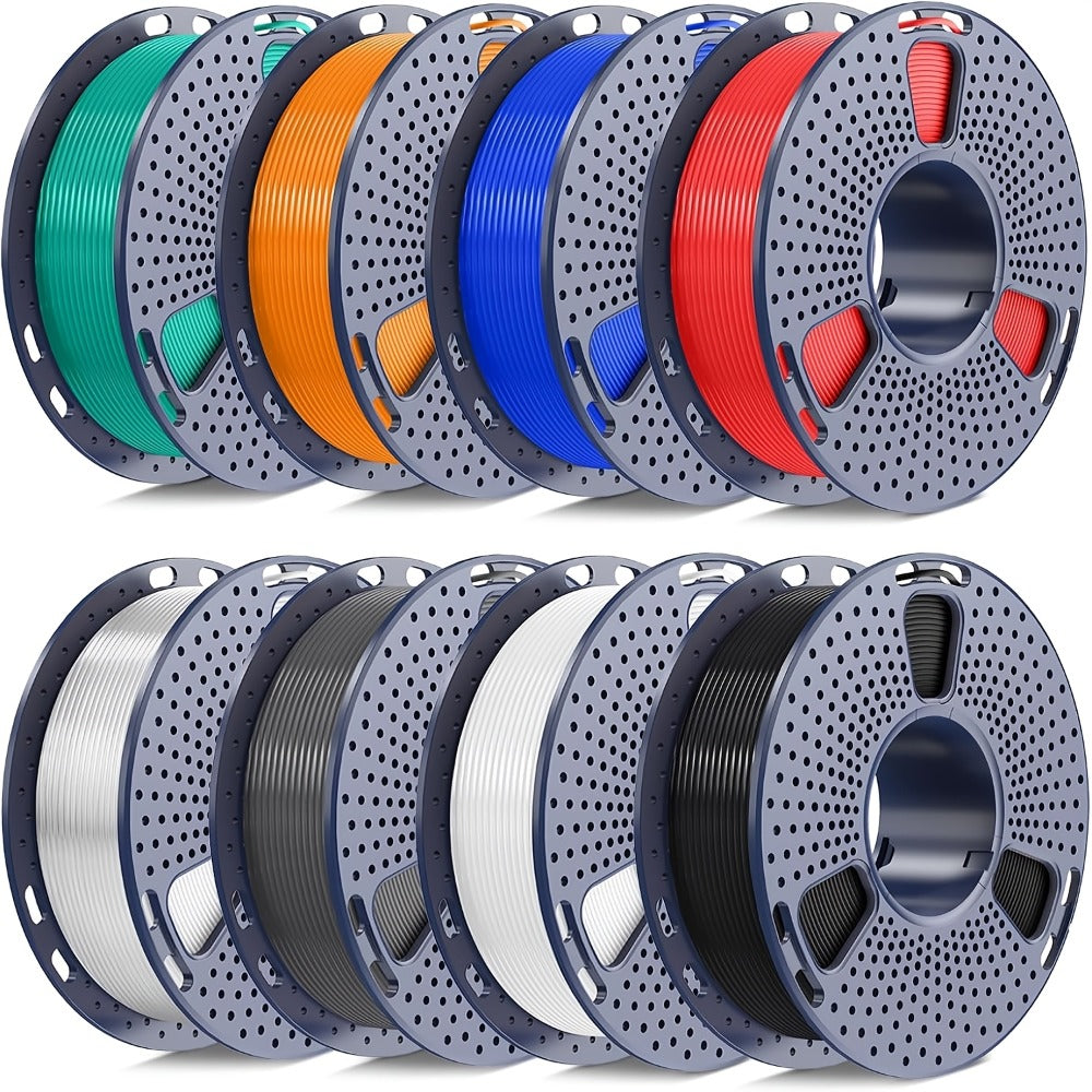 8-Color 3D Printer Filament Bundle 1.75mm 2kg PLA PETG High Speed Options – SUNLU 8×250g Individually Vacuum Packed Neatly Wound Complete Color Set for FDM Printers
