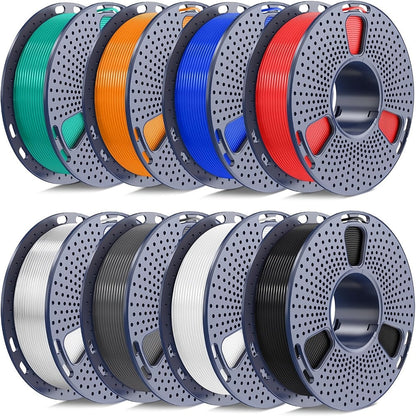8-Color 3D Printer Filament Bundle 1.75mm 2kg PLA PETG High Speed Options – SUNLU 8×250g Individually Vacuum Packed Neatly Wound Complete Color Set for FDM Printers