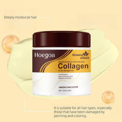 Three-Piece HOGOGO Collagen Hair Care Set with Jar and Pump Containers in a Gold Gift Box Presentation