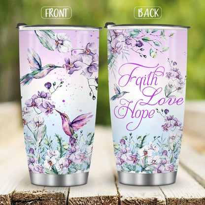 Twenty-Ounce Hummingbird and Flower Travel Tumblers in Ten Exact Printed Design Configurations
