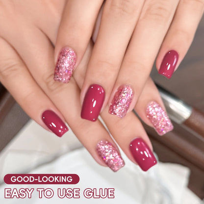 Gel Nail Polish Set with XEIJAYI Label, 2 Candy Holographic and Nude Pink Glitter Gel Colors