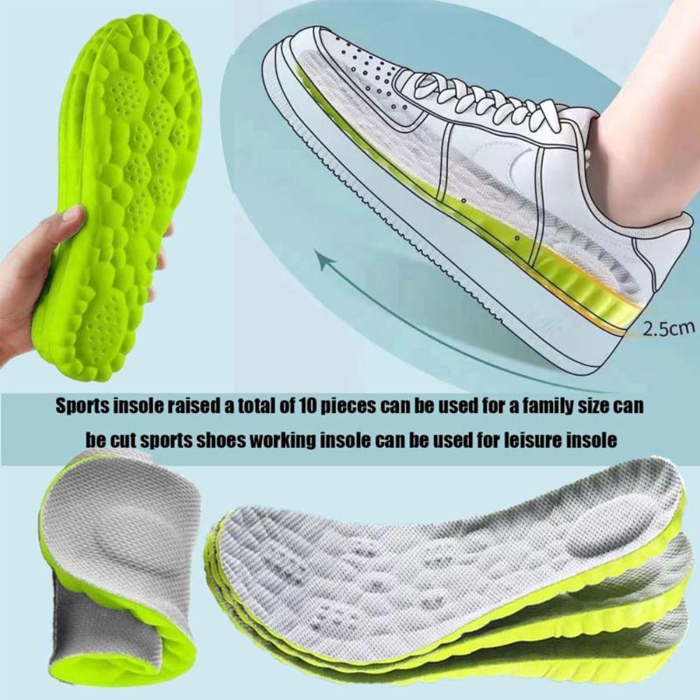 Four-Pair Green Honeycomb Foam Shoe Inserts with Trim Guide and Five EU Size Options from 35 to 46