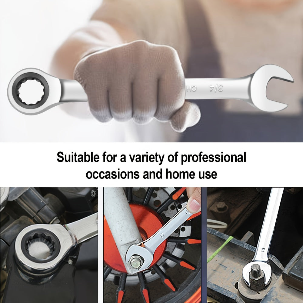 Twenty-Two-Piece SAE and Metric Combination Ratcheting Wrench Set with Storage Bag for Workshop Use