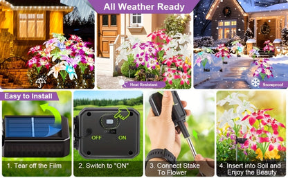 Solar Garden Light Blooming Lily Stakes with 7-Color LEDs and 2, 4 or 12-Pack Options for Outdoor Garden Decor