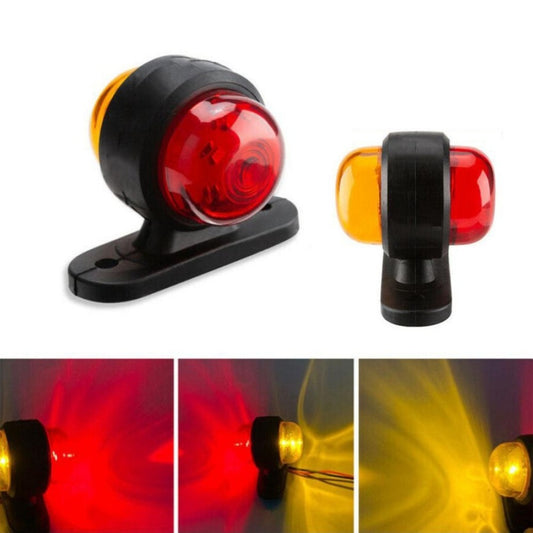 LED Side Marker Lights 2pcs 12-24V – Universal Truck Trailer Pickup Warning Indicator Lamp, Tail Light & Side Light, Red+Yellow / Red+White, DC 12-24V