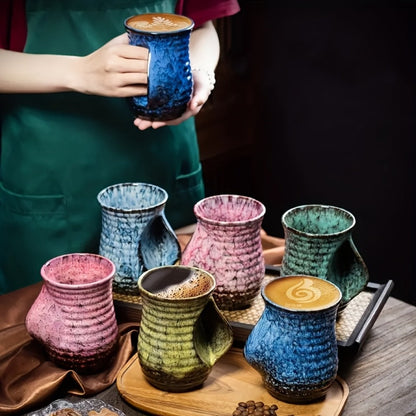 Ceramic Coffee Mug 18 Oz – Vintage Kiln-Fired Hand Warmer Cup with Speckled Glaze – Insulated Large Coffee Cup for Home & Office – Unique Gift for Christmas, Valentine's Day & Holidays