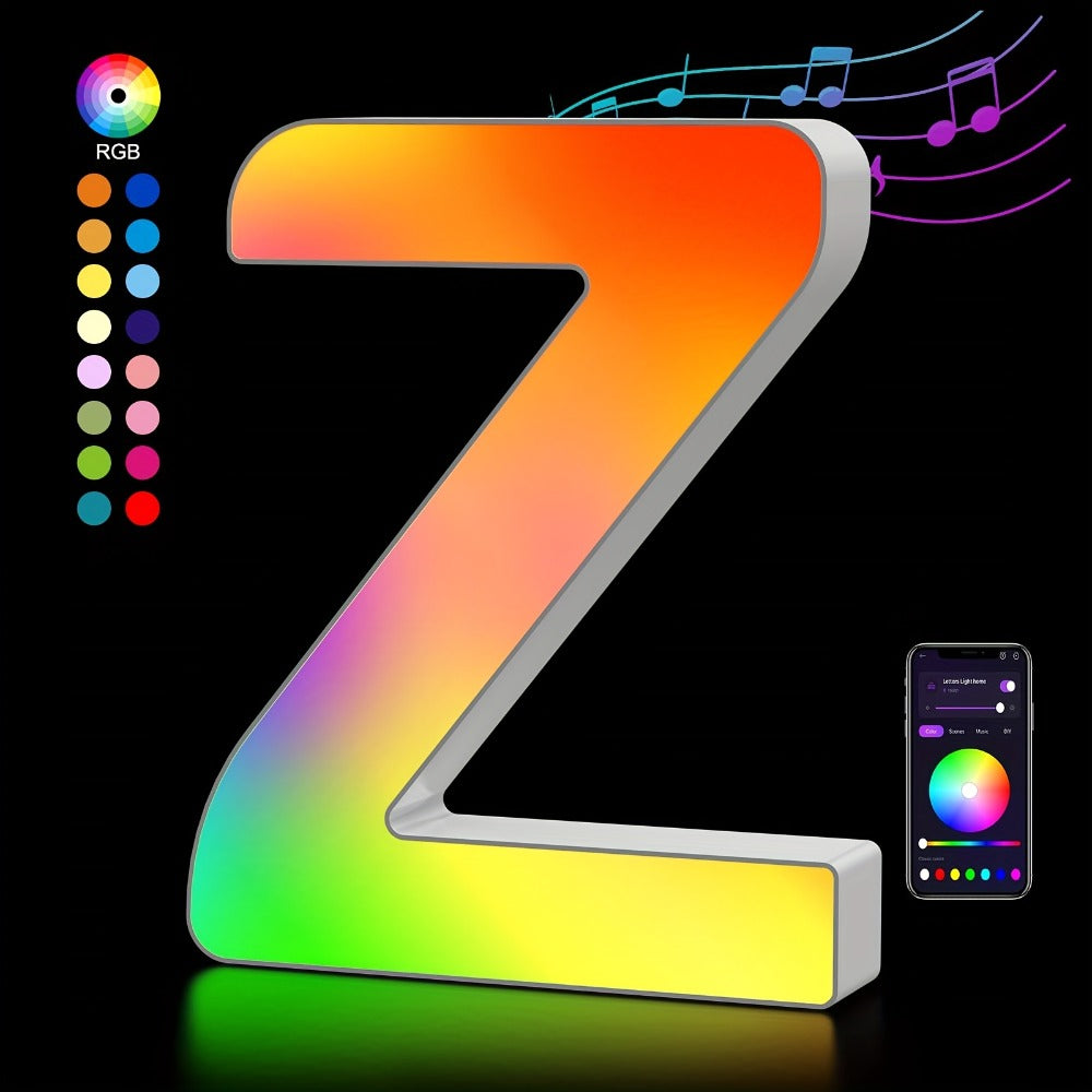 RGB LED Letter and Number Light with 38 Checkout Shapes, USB Power, App Control and Music Sync