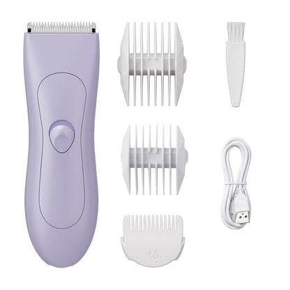 Ceramic-Blade Body Hair Trimmer with IPX6 Rating, Two Guide Combs and Black or Purple Options