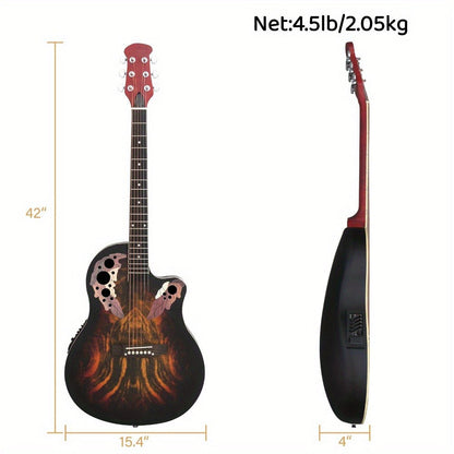 41 Inch Full-Size Cutaway Acoustic-Electric Guitar Grape Voice Hole Spruce Top Round Back Sunset Color detail image