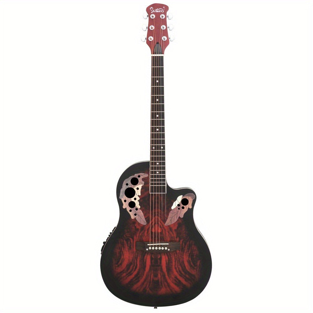 41 Inch Full-Size Cutaway Acoustic-Electric Guitar Grape Voice Hole Spruce Top Round Back Sunset Color detail image - detail view 5
