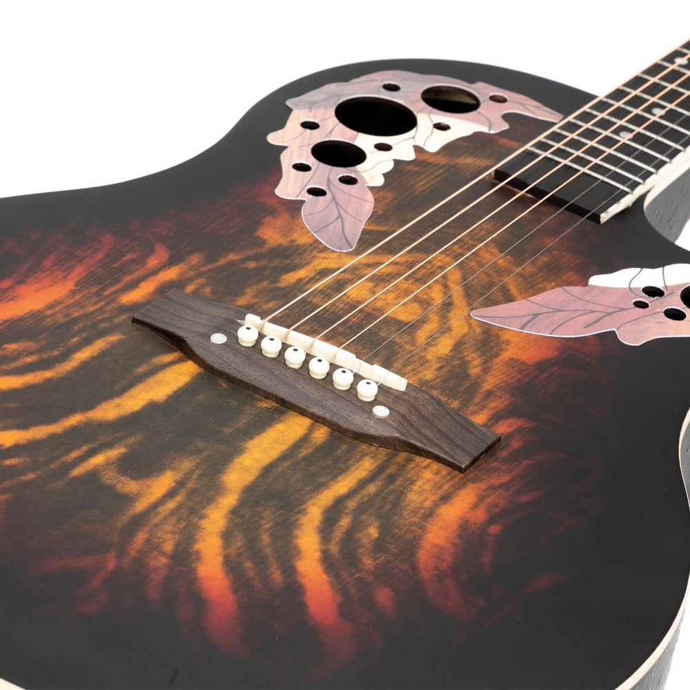 41 Inch Full-Size Cutaway Acoustic-Electric Guitar Grape Voice Hole Spruce Top Round Back Sunset Color detail image - detail view 8