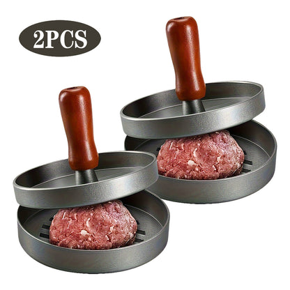 Burger Press Patty Maker 2-Pack, Non-Stick Hamburger Press Mold for Beef, Chicken, Fish & Poultry, Heavy-Duty Round Patty Maker with Easy-Release Mechanism for Home & Professional Kitchen Grilling